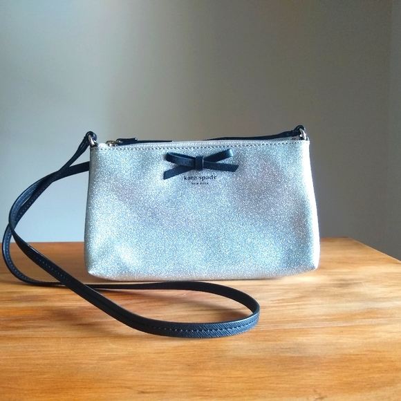 Kate Spade New York Amy Mavis Street Crossbody Bag Silver Glitter